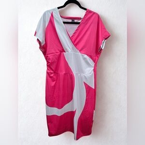 Pink and White Midi Dress